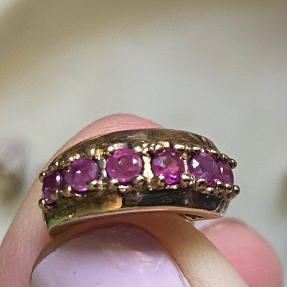 Vintage 925 Sterling Silvergold plated genuine ruby earrings - Picture 1 of 6